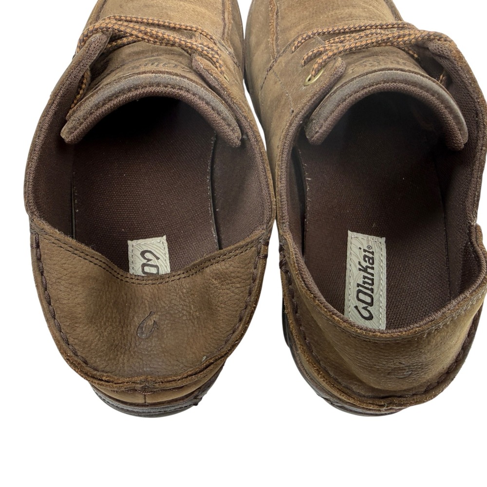 OluKai Hamakua Poko Lace Up‎ Shoes Men 10 Convertible Slip On Heel Brown Leather - Picture 7 of 12